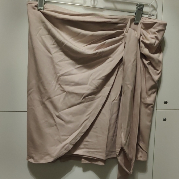 NanaMacs Pink Ruched Wrap Mini Skirt - Picture 4 of 6